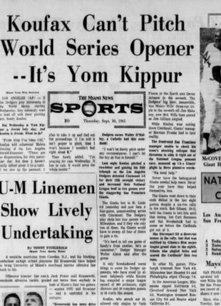 Sandy Koufax Sits Out for Yom Kippur Ticket GM 1 1965 WS Stub - PSA 2