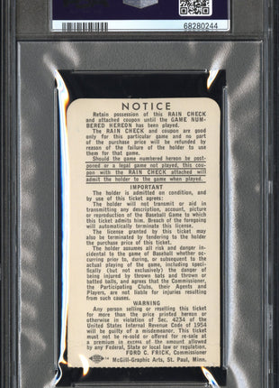 Sandy Koufax Sits Out for Yom Kippur Ticket GM 1 1965 WS Stub - PSA 2