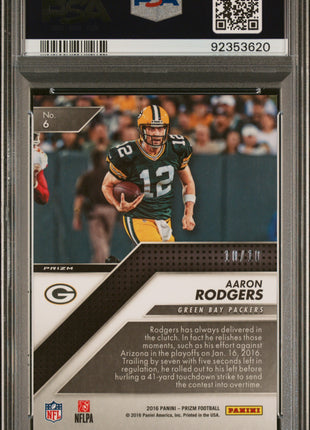 2016 Panini Prizm Dazzle Prizm Aaron Rodgers #6 Gold Mojo PSA 8