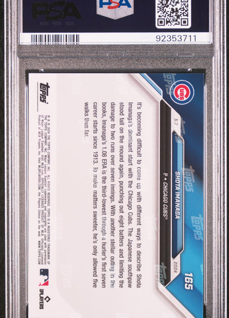 2024 Topps Now Shota Imanaga #165 PSA 10