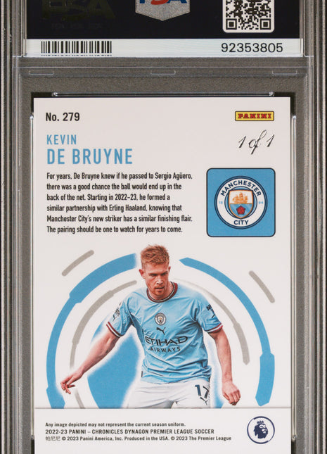 2022-23 Panini Chronicles Kevin De Bruyne #279 Premier League Black 1 1 PSA 10