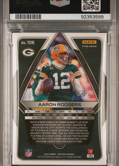 2020 Panini Spectra Aaron Rodgers #106 Gold 1 1 PSA 9