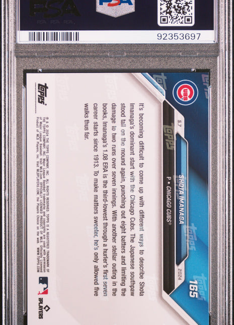 2024 Topps Now Shota Imanaga #165 PSA 10