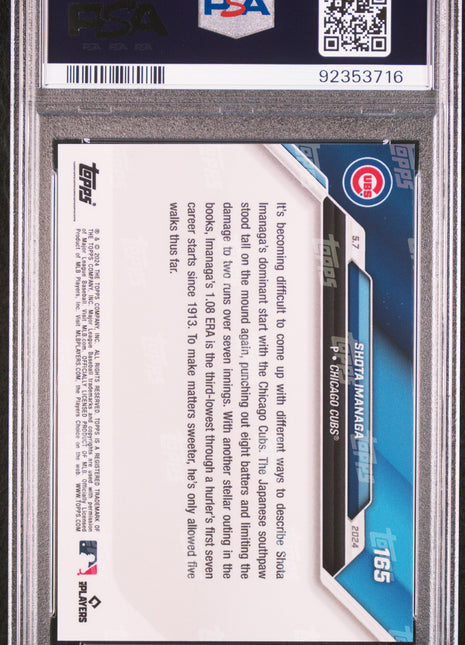 2024 Topps Now Shota Imanaga #165 PSA 10