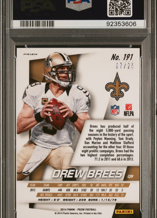 2014 Panini Prizm Drew Brees #191 Tie Dyed PSA 10