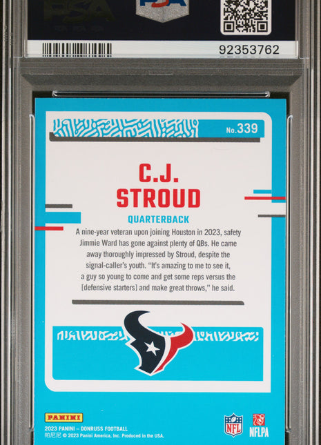 2023 Panini Donruss CJ Stroud #339 PSA 8