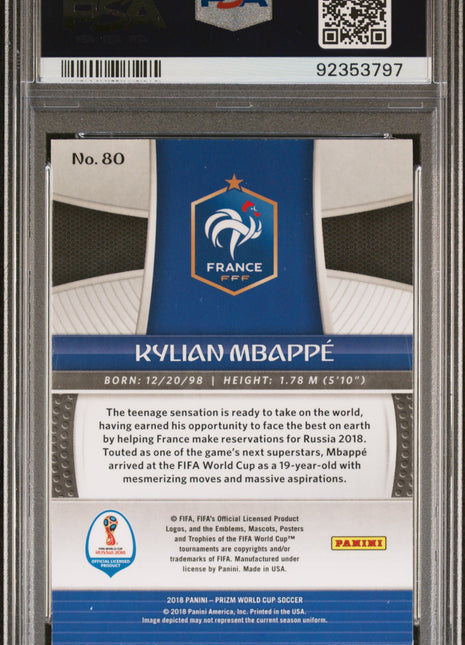 2018 Panini Prizm World Cup Kylian Mbappe #80 PSA 8