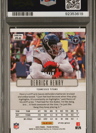 2022 Panini Prizm Prizm Flashback Derrick Henry #PF8 PRZ Gold PSA 10