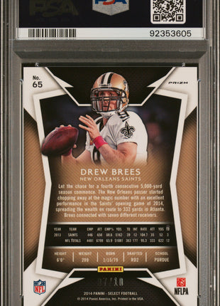 2014 Panini Select Drew Brees #65 Gold Prizm PSA 10