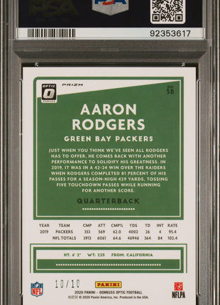 2020 Panini Donruss Optic Aaron Rodgers #38 Gold PSA 9