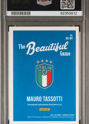 2021 Panini Donruss Road To Qatar The Beautiful Game Autographs Mauro Tassotti #MT Btfl. GM. Auto Black 1 1 PSA 7