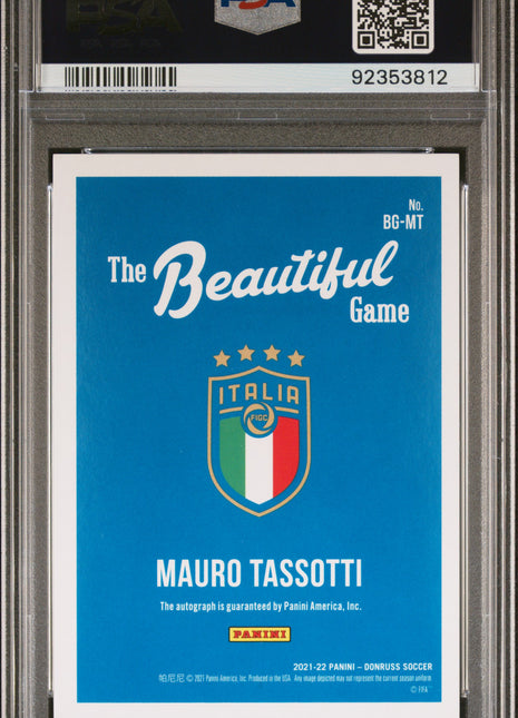 2021 Panini Donruss Road To Qatar The Beautiful Game Autographs Mauro Tassotti #MT Btfl. GM. Auto Black 1 1 PSA 7