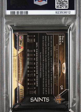 2015 Topps Chrome Mini Drew Brees #12 Black Jersey Gold Refractor PSA 10