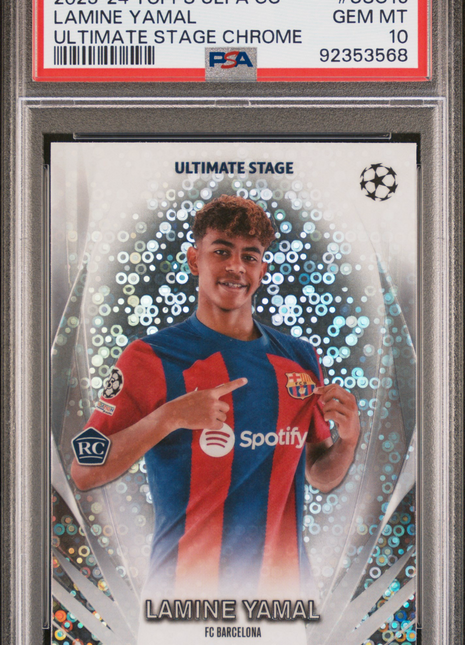 2023-24 Topps UEFA Club Competitions Ultimate Stage Chrome Lamine Yamal #USC16 PSA 10