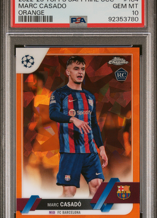 2022-23 Topps Chrome Sapphire Edition UEFA Club Competitions Marc Casado #104 Orange PSA 10