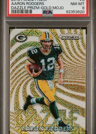 2016 Panini Prizm Dazzle Prizm Aaron Rodgers #6 Gold Mojo PSA 8