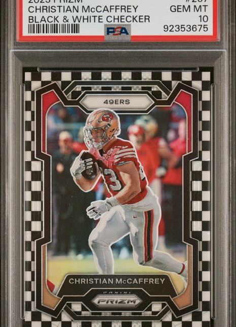 2023 Panini Prizm Christian Mccaffrey #267 Black & White Checker PSA 10