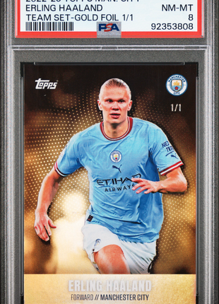 2022-23 Topps Manchester City Team Set Erling Haaland Gold Foil 1 1 PSA 8