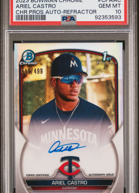 2023 Bowman Chrome Prospect Autographs Ariel Castro #CPAAC Refractor PSA 10