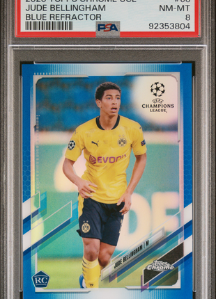 2020 Topps Chrome UEFA Champions League Jude Bellingham #68 Blue Refractor PSA 8