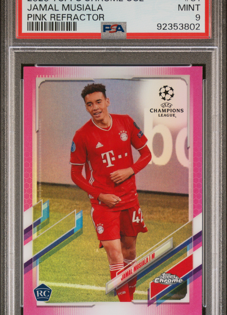 2020 Topps Chrome UEFA Champions League Jamal Musiala #81 Pink Refractor PSA 9