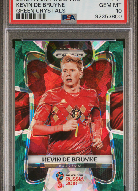 2018 Panini Prizm World Cup Kevin De Bruyne #17 Green Crystals PSA 10