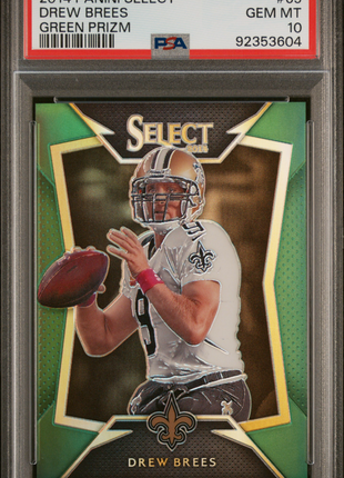 2014 Panini Select Drew Brees #65 Green Prizm PSA 10