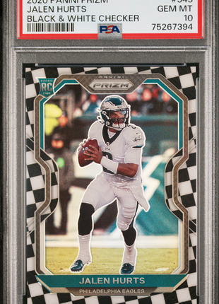 2020 Panini Prizm Jalen Hurts #343 Black & White Checker PSA 10