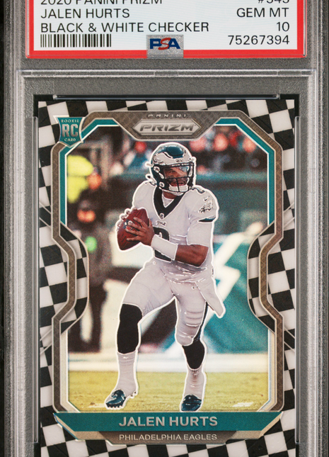 2020 Panini Prizm Jalen Hurts #343 Black & White Checker PSA 10