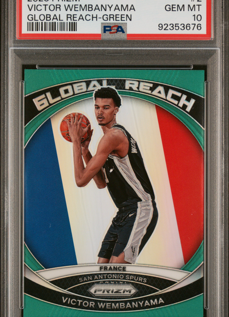 2023 Panini Prizm Global Reach Victor Wembanyama #2 Green PSA 10