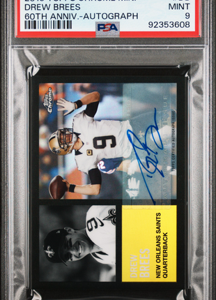 2015 Topps Chrome Mini 60th Anniversary Drew Brees #DB Anniv. Autograph PSA 9