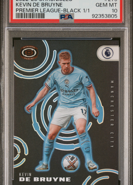 2022-23 Panini Chronicles Kevin De Bruyne #279 Premier League Black 1 1 PSA 10