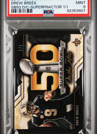 2015 Topps Chrome Mini Super Bowl 50 Die-Cut Drew Brees #DB Sb50 Superfractor 1 1 PSA 9