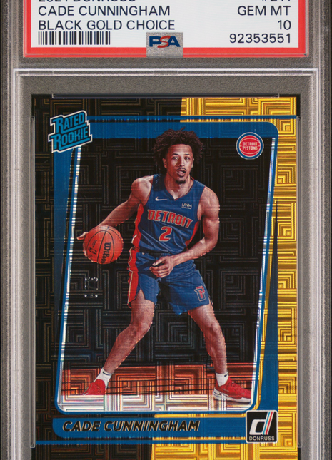 2021 Panini Donruss Cade Cunningham #211 Black Gold Choice PSA 10