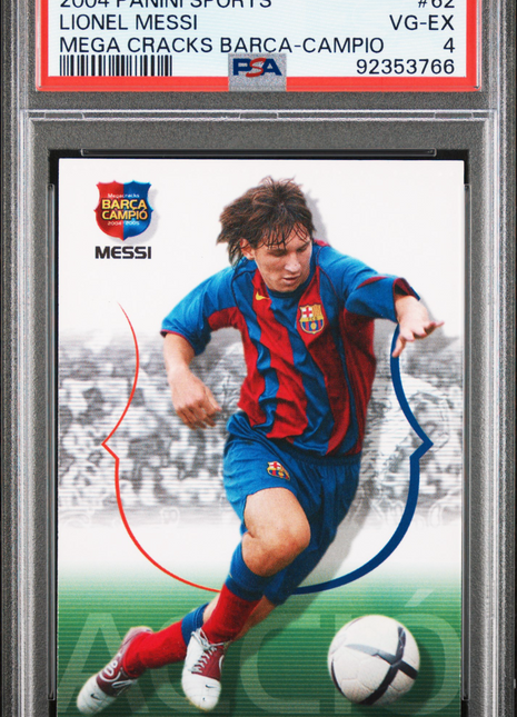 2004 Panini Sports Mega Cracks Barca Lionel Messi #62 Campio PSA 4