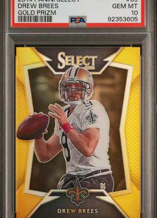 2014 Panini Select Drew Brees #65 Gold Prizm PSA 10